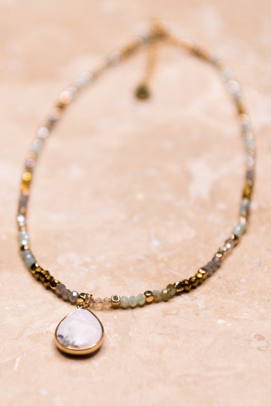 Katrina Multi Crystal Bead and Marble Charm Necklace