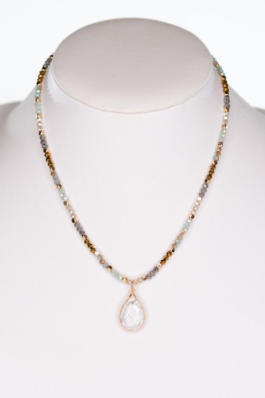 Katrina Multi Crystal Bead and Marble Charm Necklace