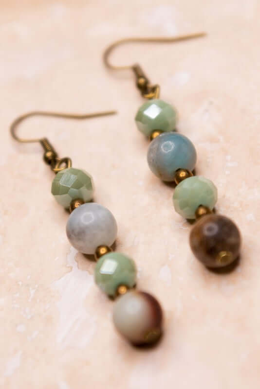 Marie Amazonite Drop Bead Earrings