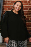 Serena Ruffle Sleeve Blouse in Black - Curvy