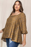 Count the Joy Floral Tiered Top in Golden Mustard - Curvy