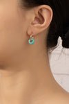 Bistro Natural Stone Huggie Hoop Earrings in Turquoise and Gold