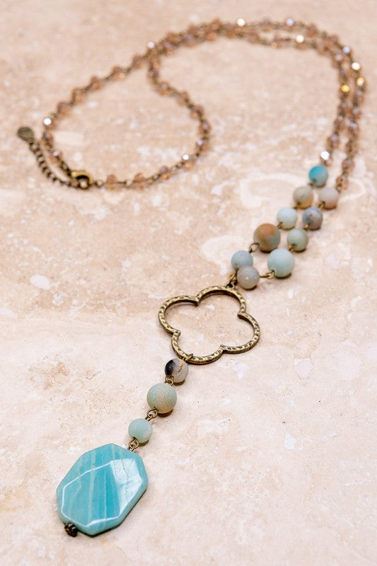 Alani Natural Amazonite and Stone Bead Necklace