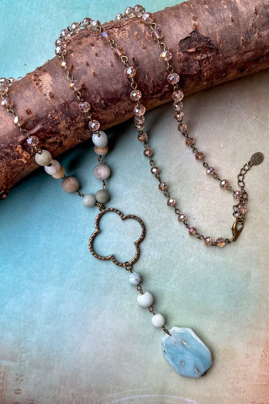 Alani Natural Amazonite and Stone Bead Necklace