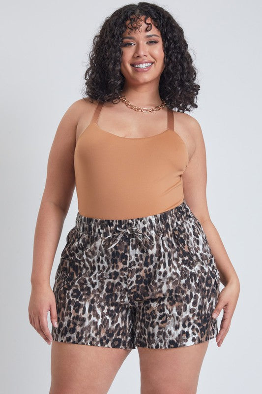Fierce and Fab Linen Animal Print Shorts - Curvy