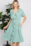 A Timeless Beauty Ruffle Front Dress in Sage