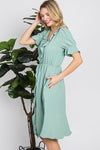 A Timeless Beauty Ruffle Front Dress in Sage