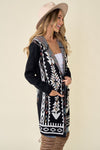 Big Sky Open Front Hooded Cardigan in Black