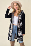 Big Sky Open Front Hooded Cardigan in Black