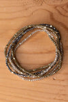 Stacy Set of Five Stretch Glass Seed Bead Bracelets in Grey Mix