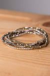 Stacy Set of Five Stretch Glass Seed Bead Bracelets in Grey Mix