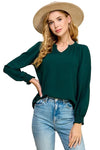 She's All That Textured V-Neck Blouse in Hunter Green