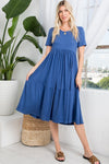 Create Your Joy Tiered Midi Dress in Denim Blue - Curvy