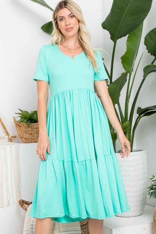 Create Your Joy Tiered Midi Dress in Mint - Curvy