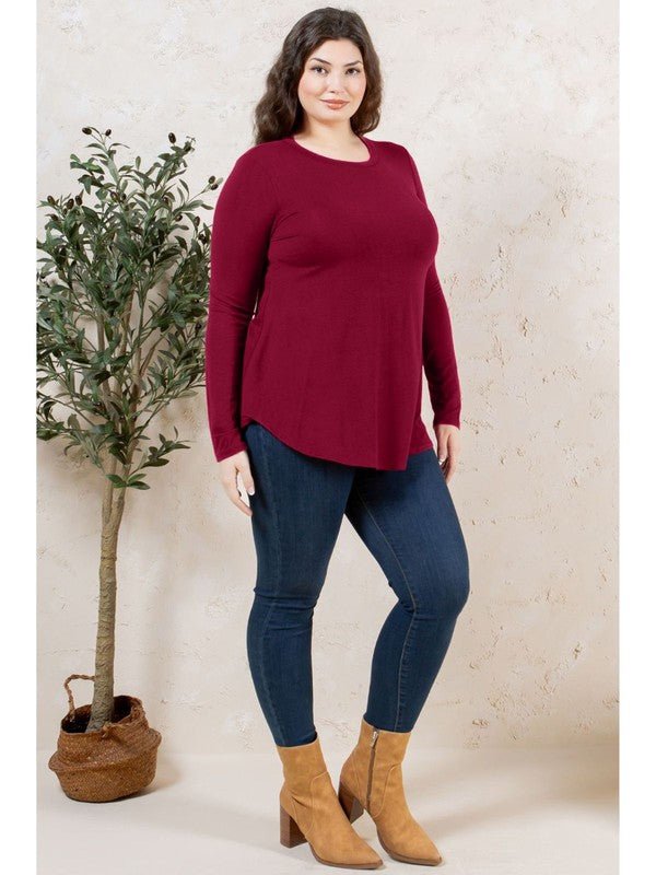 The Jamie Top in Burgundy - Curvy