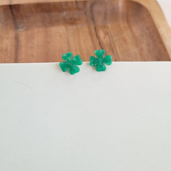 Green Shamrock Stud Earrings