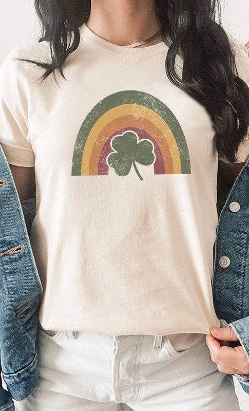 Rainbow and Shamrock Graphic Tee in Four Colors - Curvy
