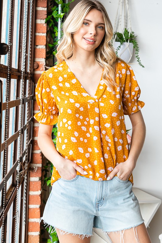 Grabbed Your Attention Floral Blouse in Amber Yellow