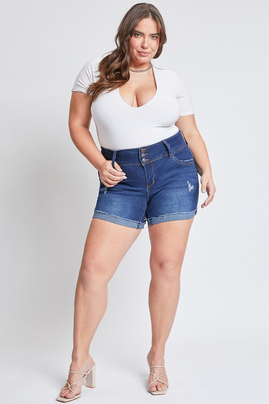 Marisa WBB Mid-Rise Jean Shorts in Dark Denim - Curvy