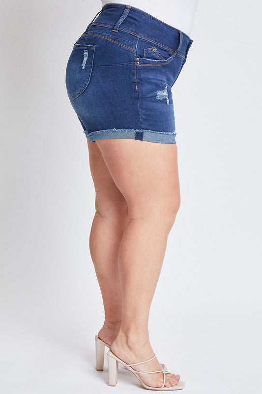 Marisa WBB Mid-Rise Jean Shorts in Dark Denim - Curvy