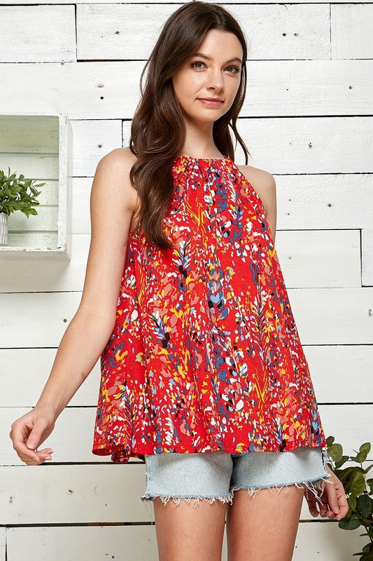 Feels Like Summer Halter Neck Blouse in Red