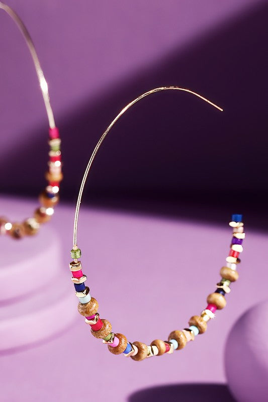 Lucy Multi Color Bead Hoop Earrings