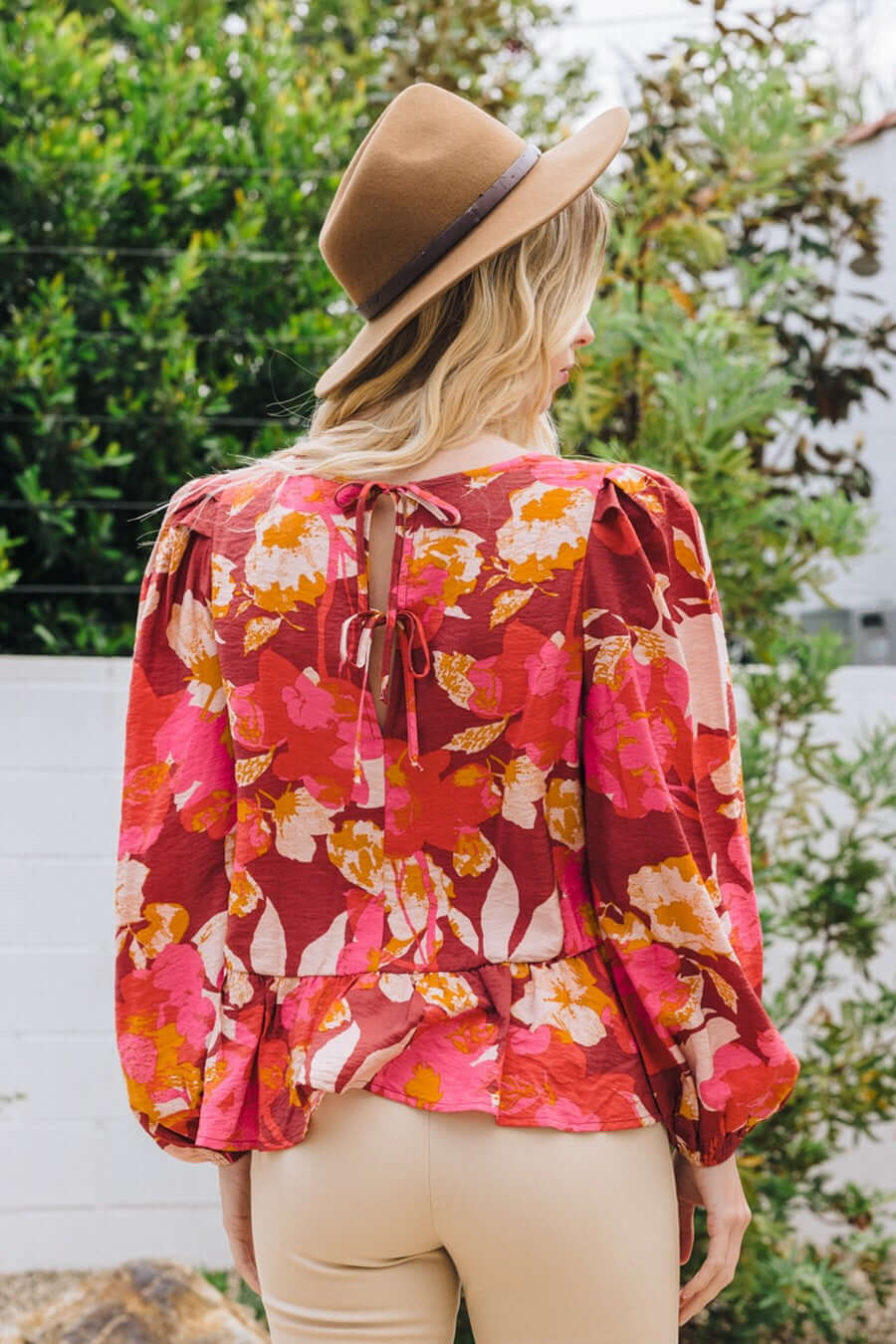 Kourtney Floral Peplum Top in Brick Multi