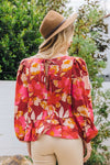 Kourtney Floral Peplum Top in Brick Multi