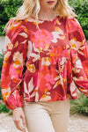 Kourtney Floral Peplum Top in Brick Multi