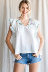 Back Atcha! Embroidered Detail Blouse in Lilac