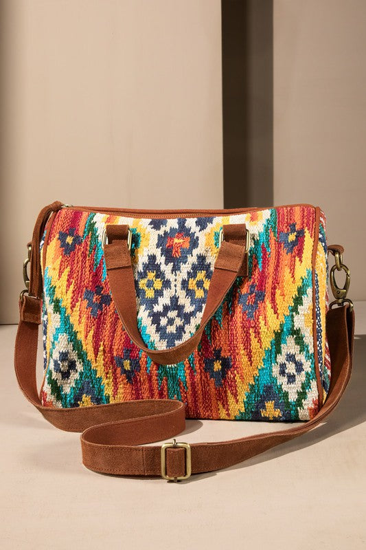 Rio Handwoven Western Pattern Boston Bag
