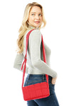 Weekend Plans Quilted Puffer Crossbody in Red