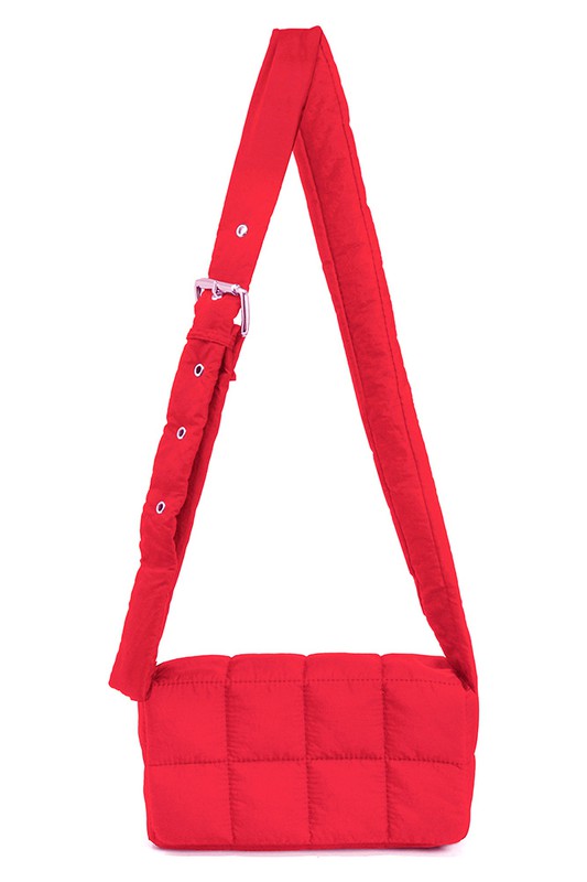 Weekend Plans Quilted Puffer Crossbody in Red