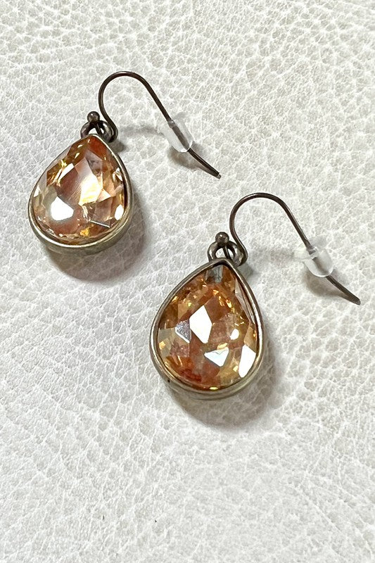 Logan Teak-Colored Teardrop Crystal Earring in Bronze