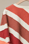 Color Theory Textured Striped Pullover in Rust