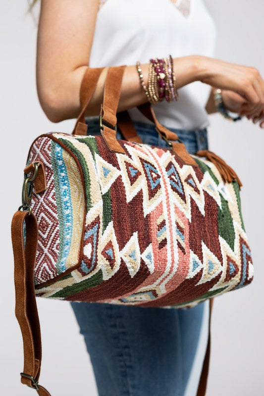 Gallatin Handwoven Western Pattern Boston Bag