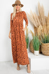 A Joyous Time Leopard Print Maxi Dress in Rust