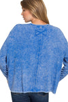 Jess Washed Ribbed Pocket Tee in Ocean Blue
