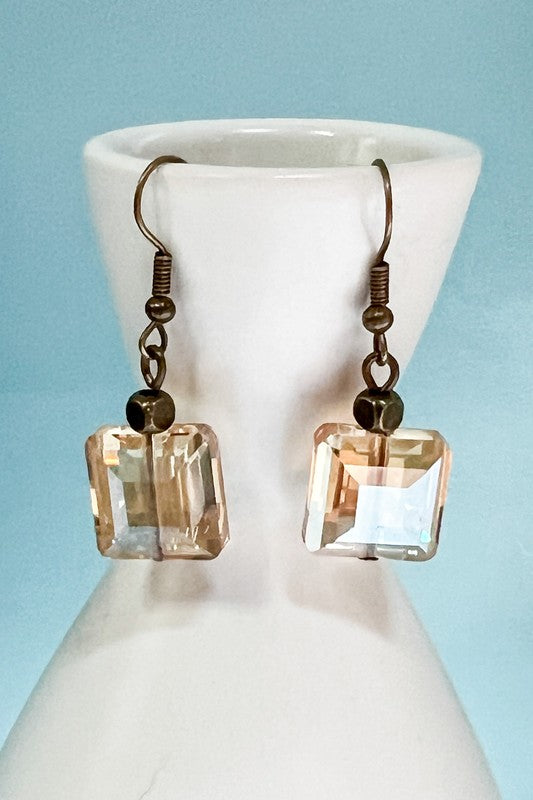 Carina Crystal Bead Bronze Earrings