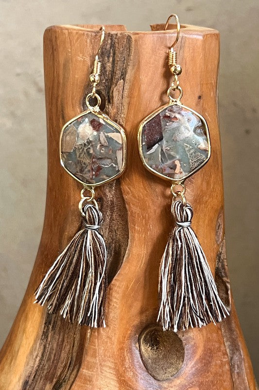 Janice Jasper and Tassel Fishook Earrings