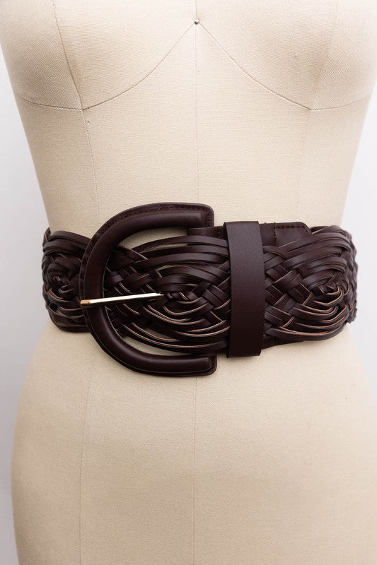 Braided Wide Talbot Belt in Brown