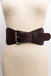 Classic Wide Soft Braided Leather Belt in Brown
