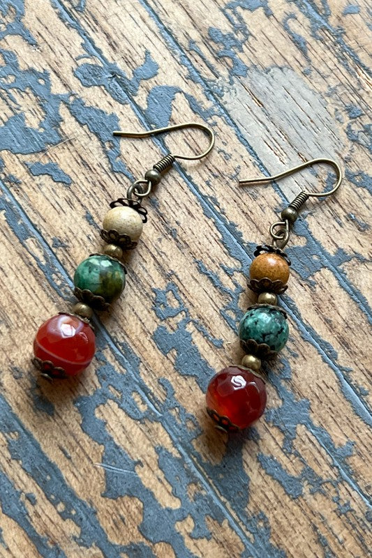 Adrienne Multi Natural Stone Drop Earring