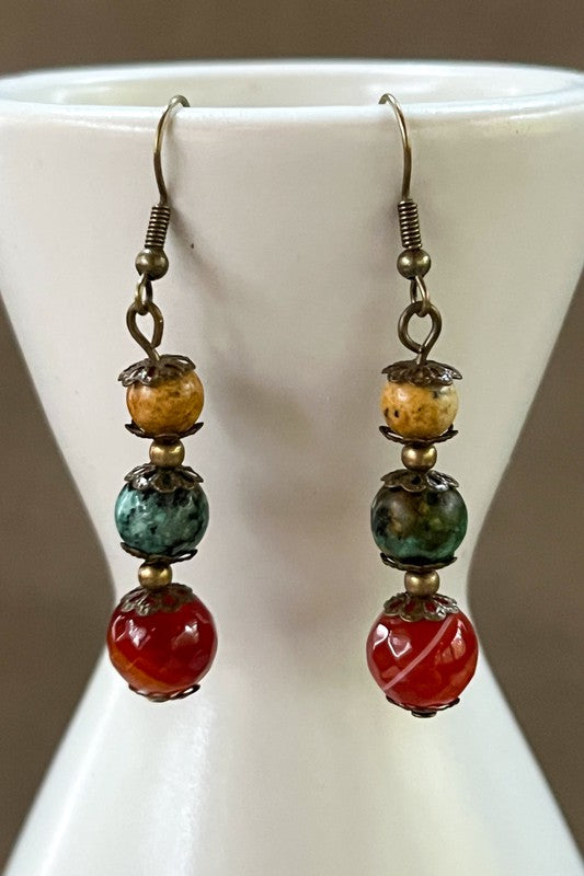 Adrienne Multi Natural Stone Drop Earring