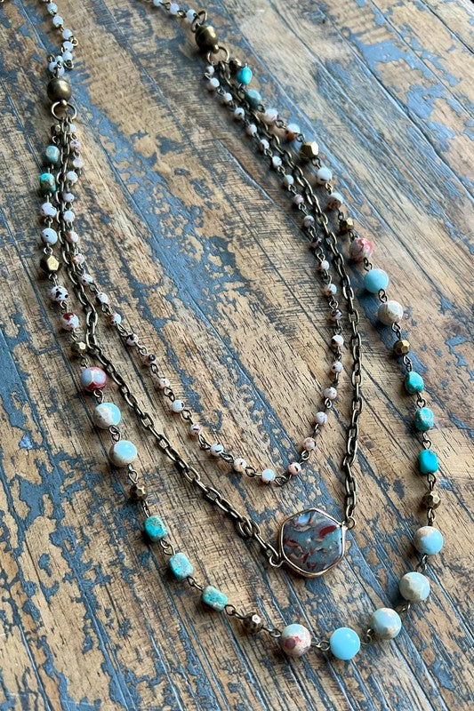 Janice Versatile Layered Jasper and Bead Necklace