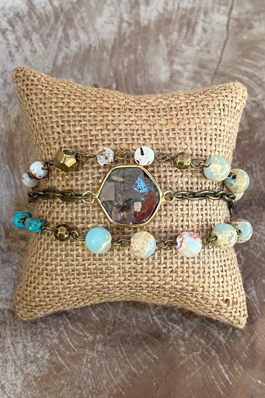Janice Three-Strand Bronze and Imperial Jasper Bracelet