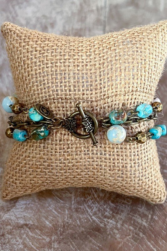 Janice Three-Strand Bronze and Imperial Jasper Bracelet