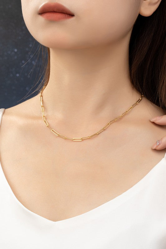 Julianna 18K Gold Dipped Paper Clip Necklace