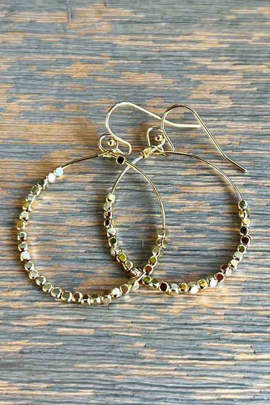 Emory Gold Beaded Hoop Earring