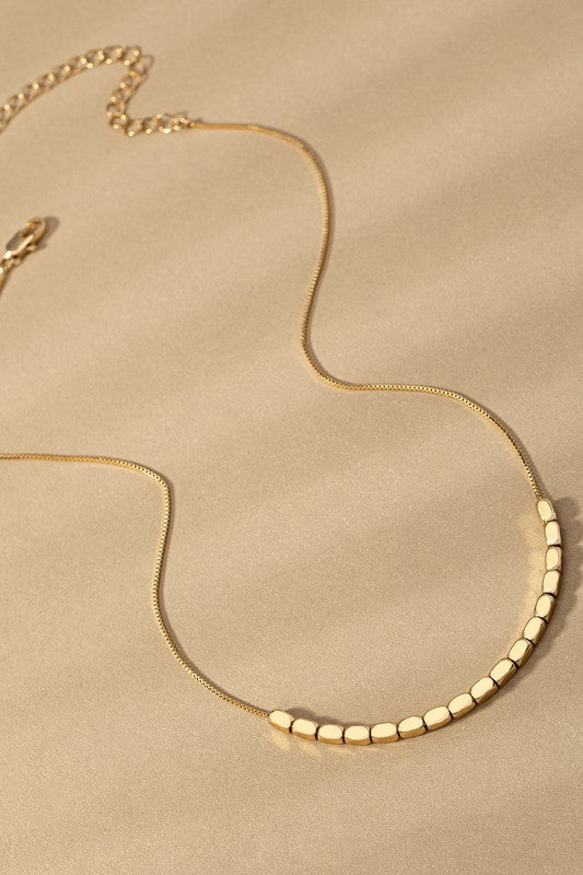 Candace 16" Box Chain and Bead Necklace in Gold